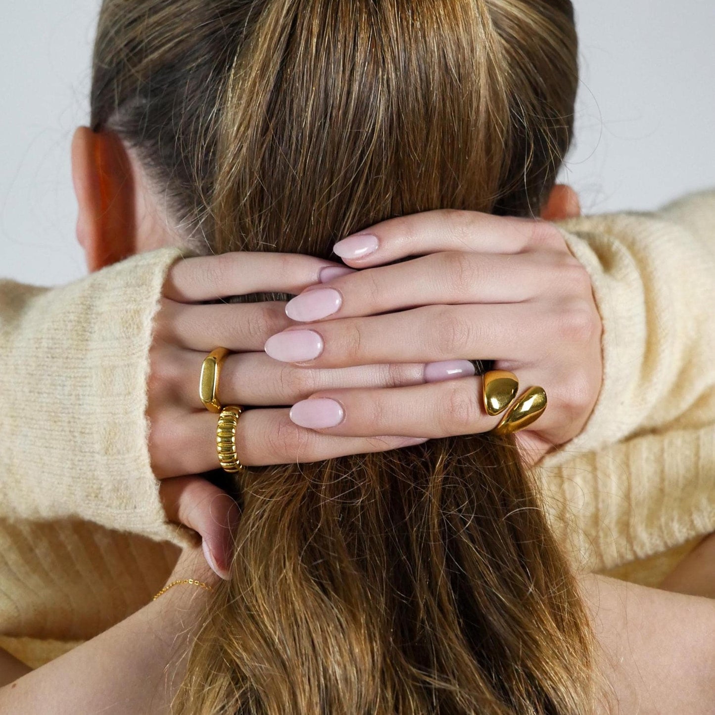 Gold Statement Signet Ring - 18k Gold, Stainless Steel