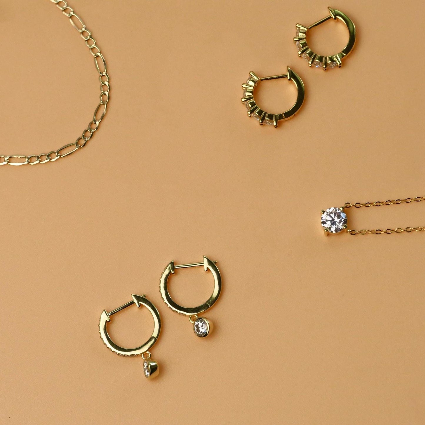 Diamond Solitaire Earrings - Gold Vermeil