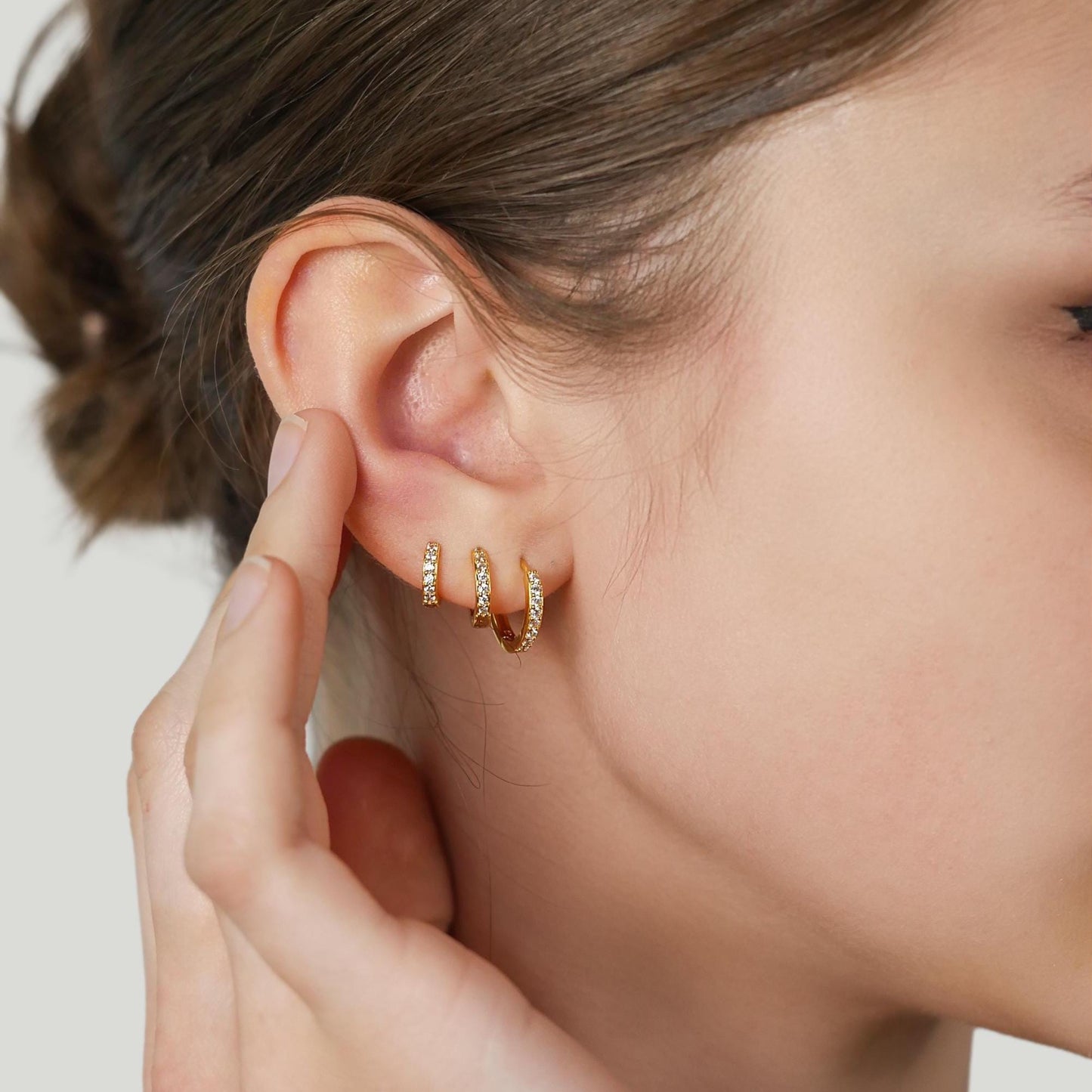 Pave Diamond Huggie Earrings - 18k Gold Vermeil