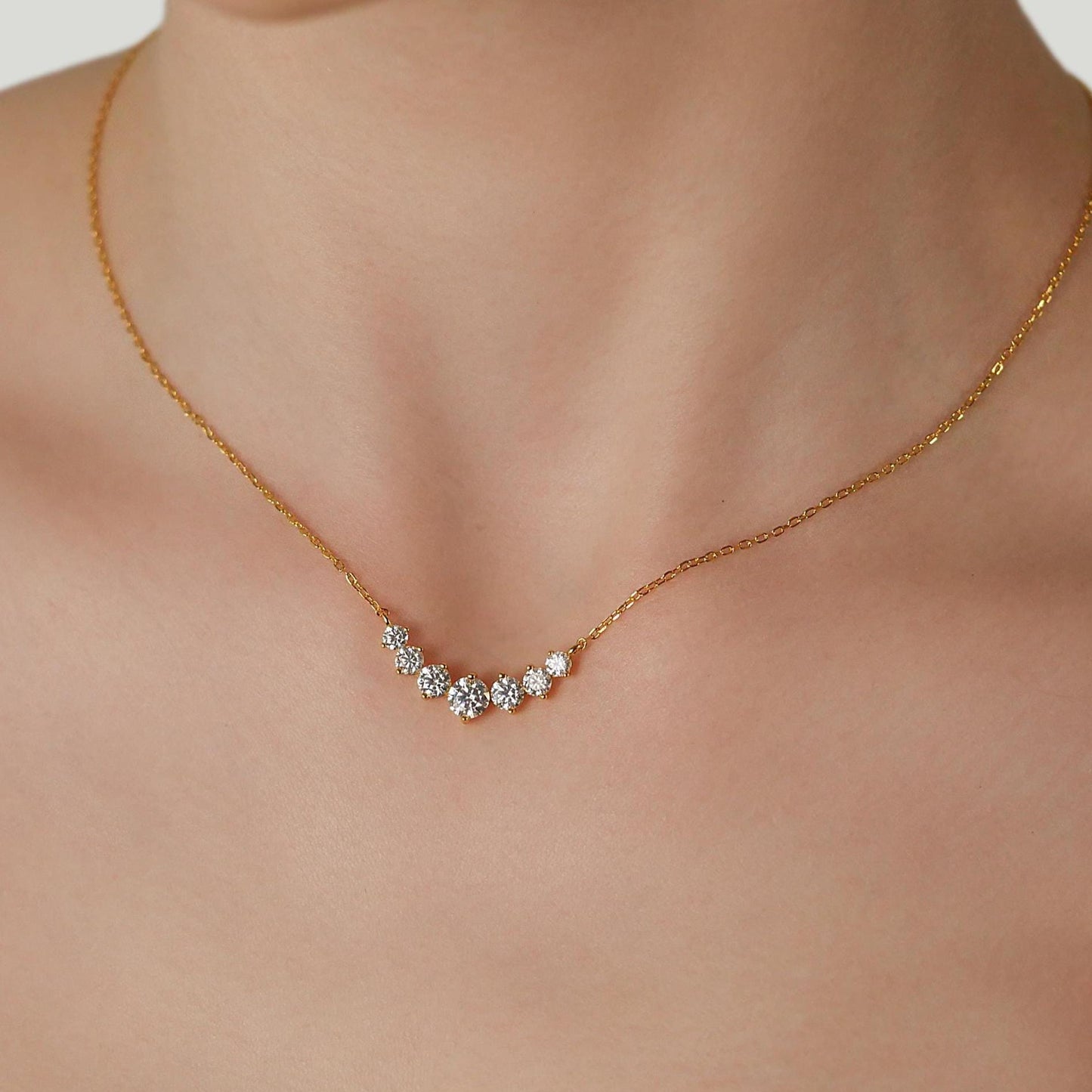 Cluster Moissanite Necklace - 18k Gold Vermeil