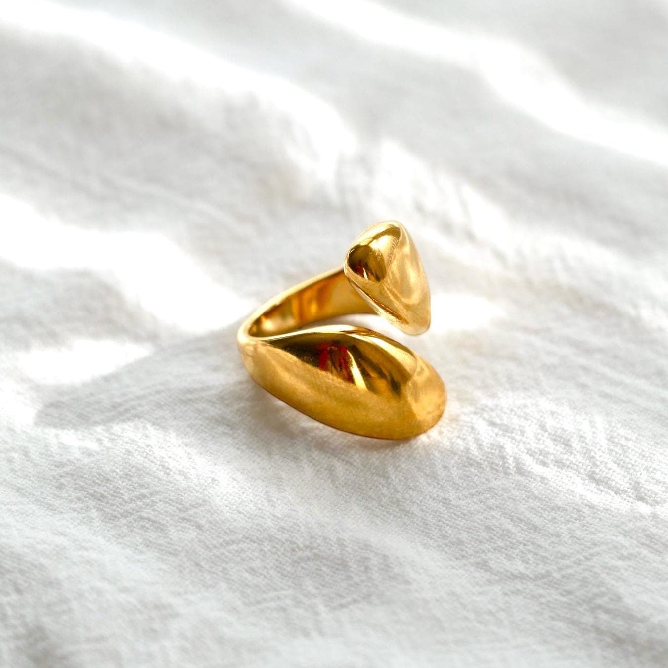 Open Cuff Statement Ring - 18k Gold, Stainless Steel
