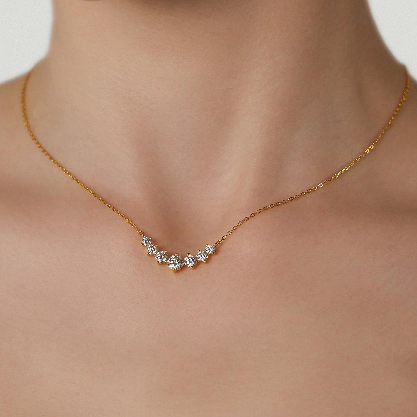Cluster Moissanite Necklace - 18k Gold Vermeil