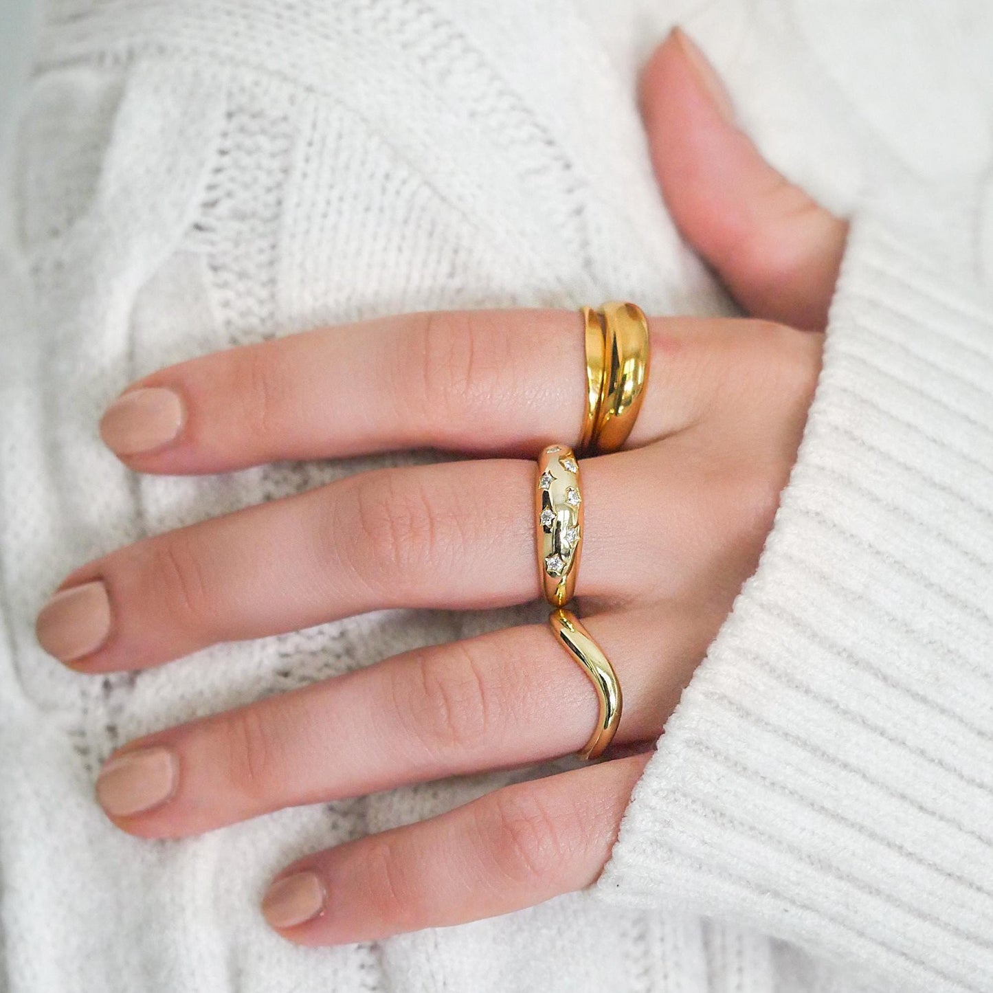 Moissanite Star Statement Ring - 14k Gold, Sterling Silver