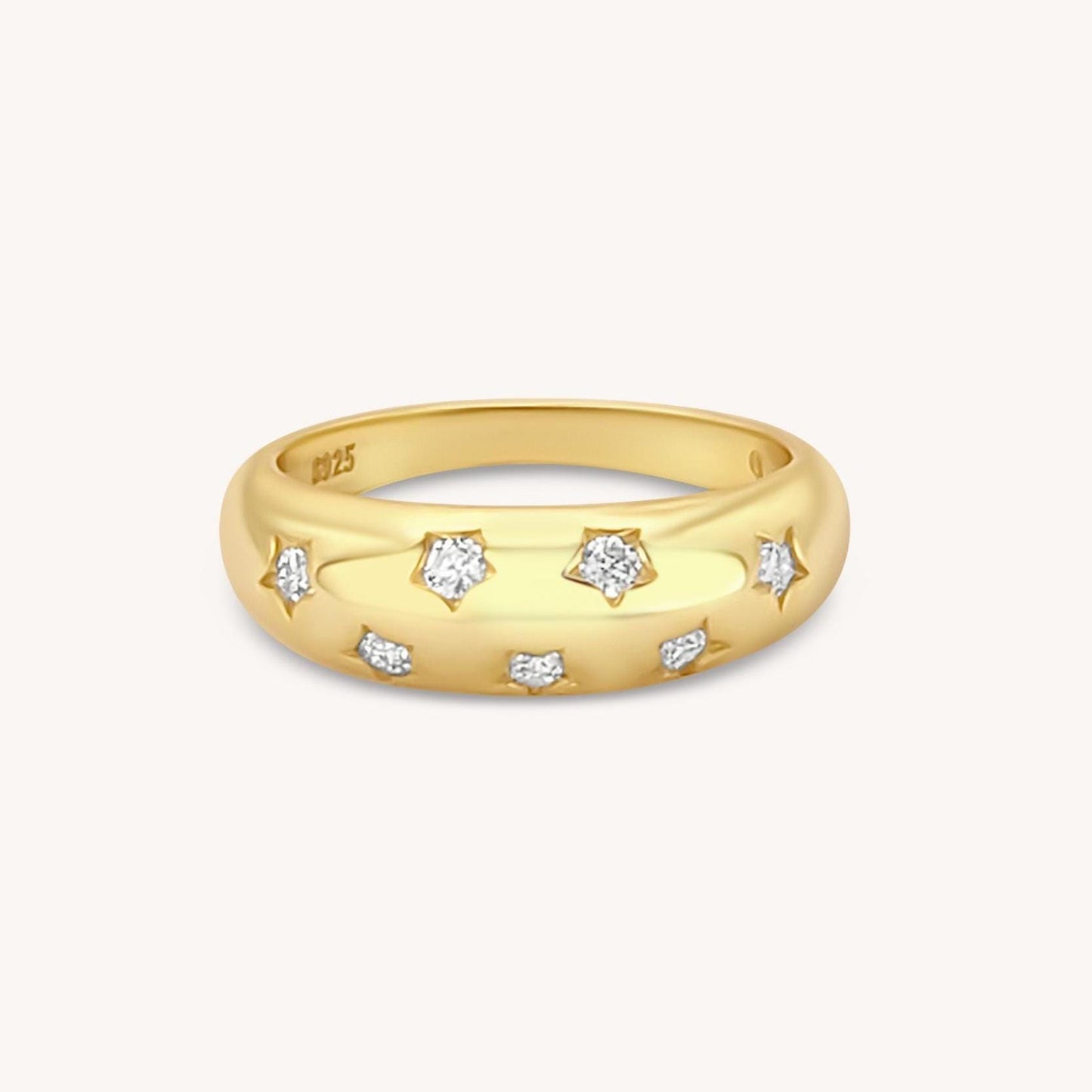 Moissanite Star Statement Ring - 14k Gold, Sterling Silver