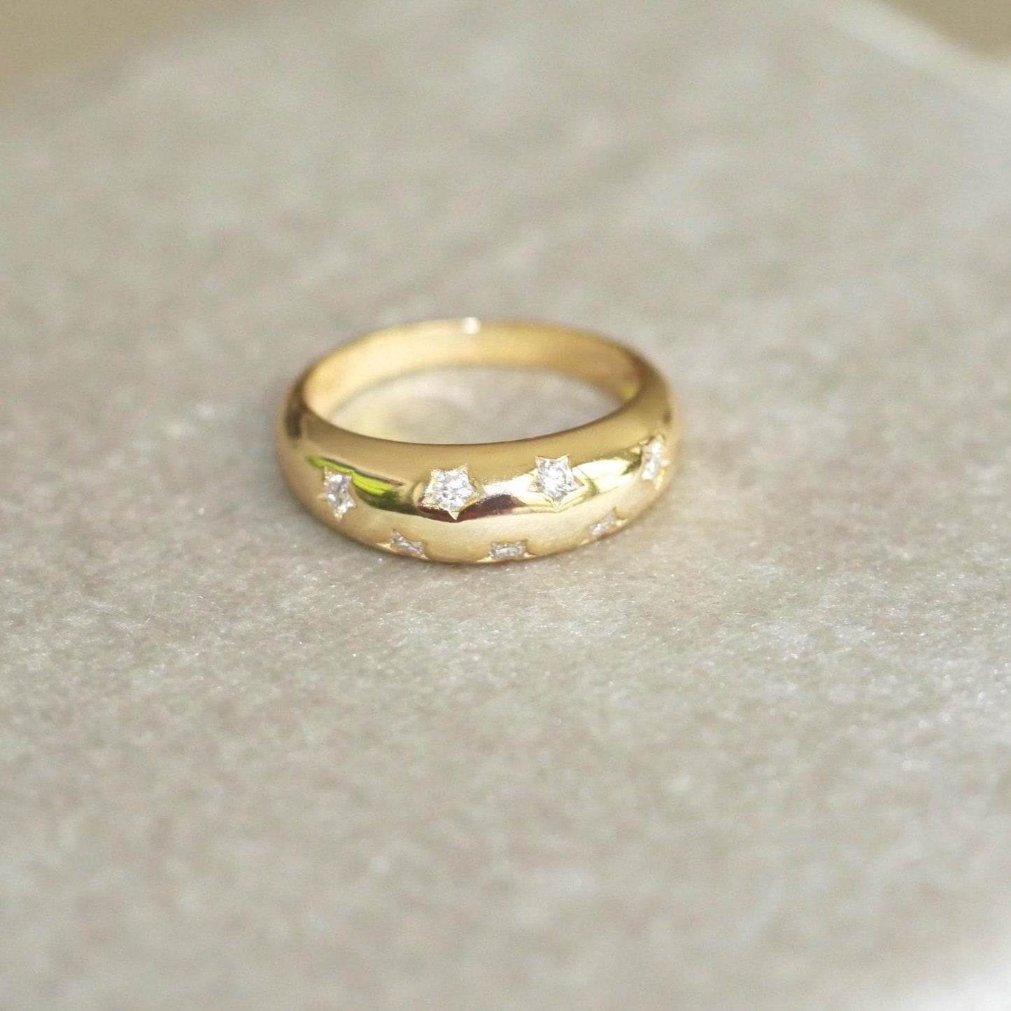 Moissanite Star Statement Ring - 14k Gold, Sterling Silver