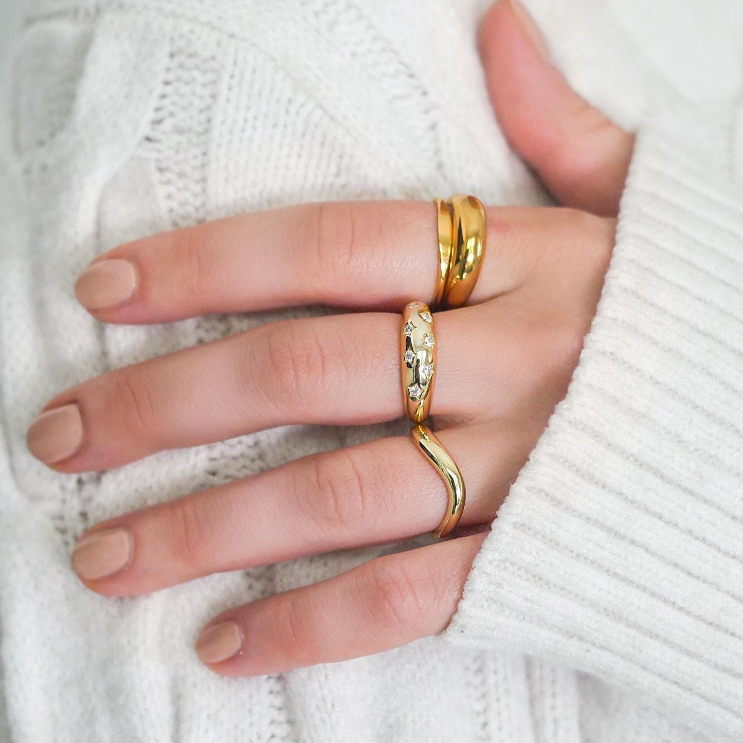 Wave Bold Statement Ring - 14k Solid Gold