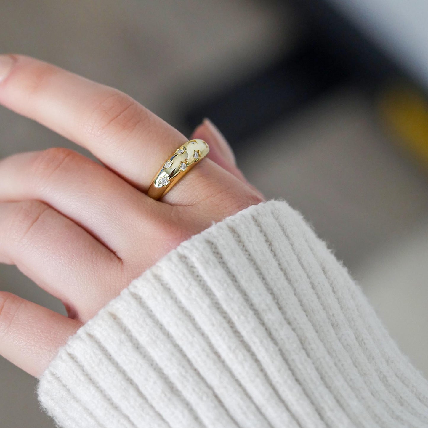 Moissanite Star Statement Ring - 14k Gold, Sterling Silver