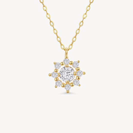 Diamond Moissanite Snowflake Necklace - 18k Gold Vermeil