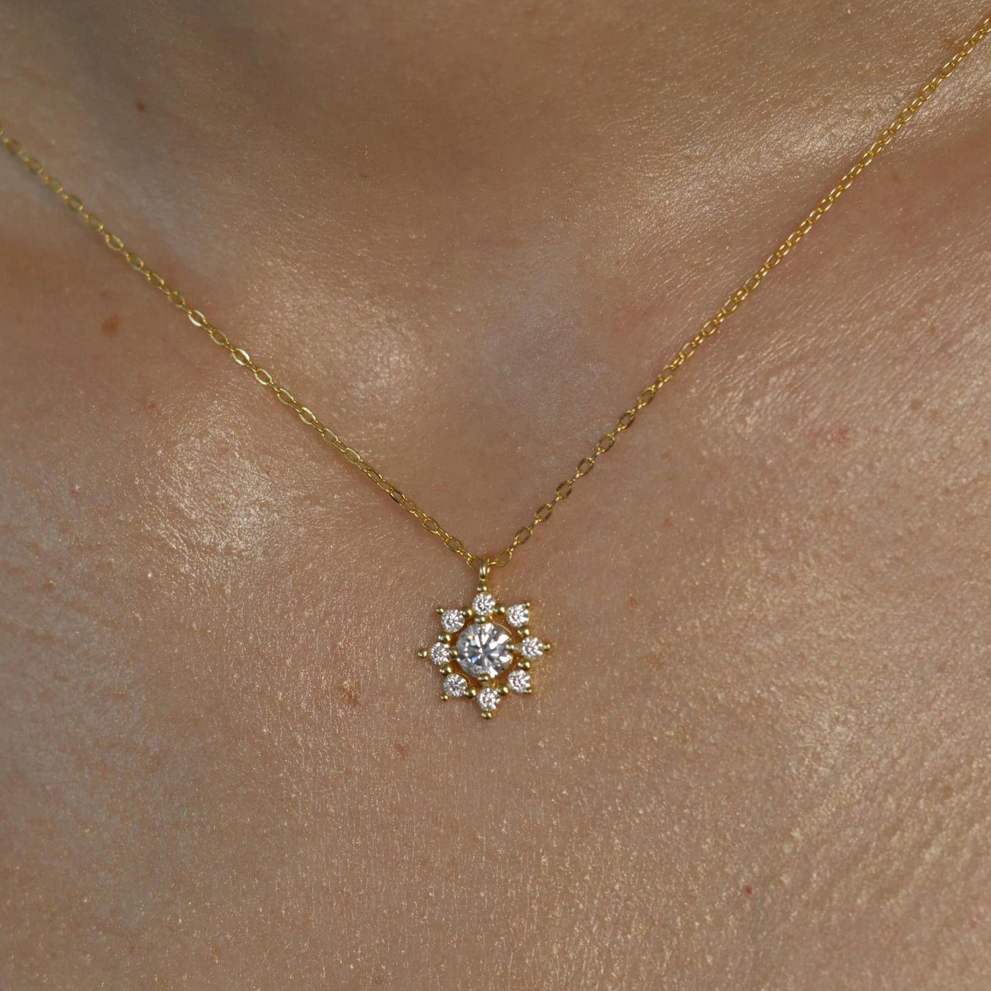 Diamond Moissanite Snowflake Necklace - 18k Gold Vermeil