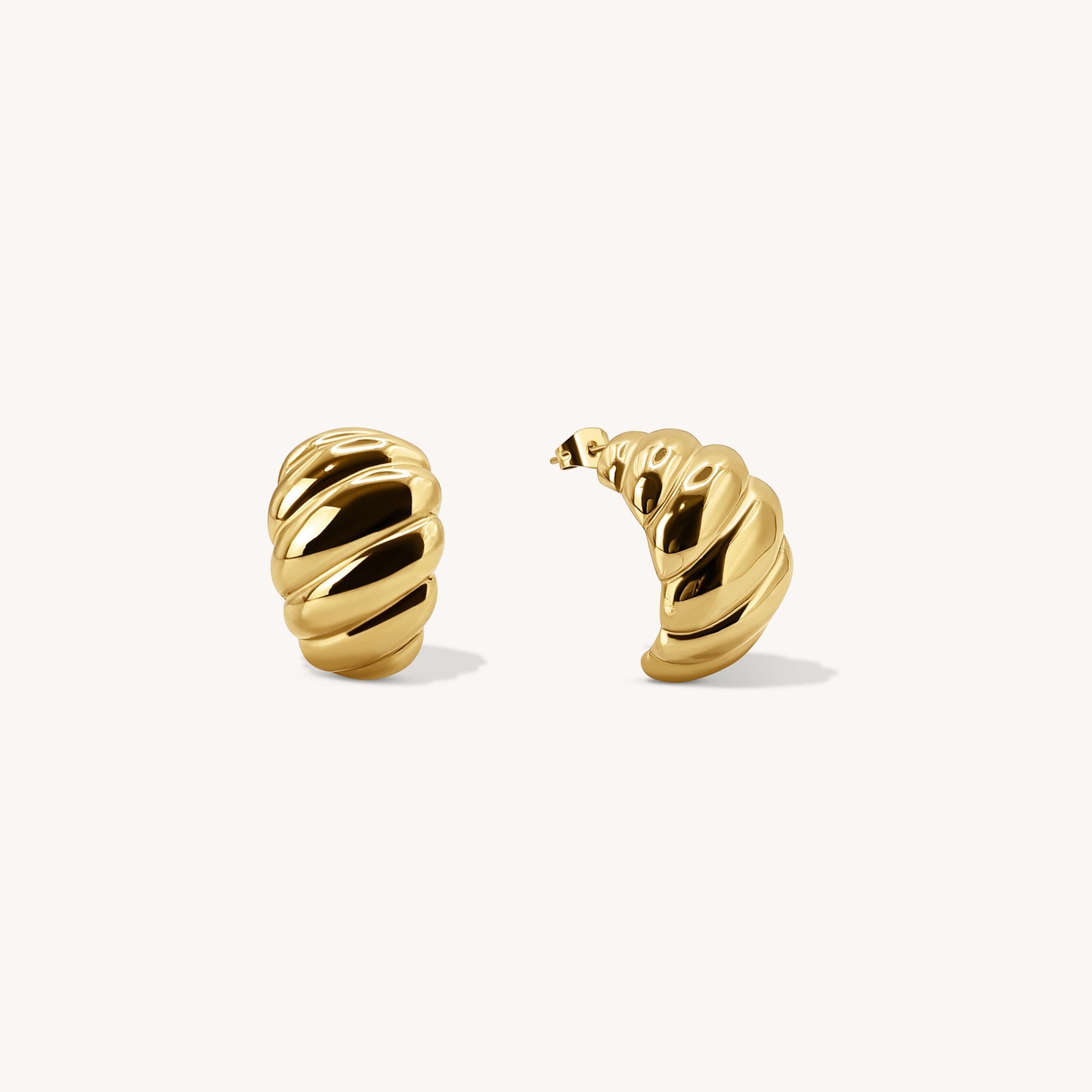 Textured Chunky Hoop Earrings - 18k Gold Plated