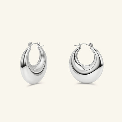 Chunky Hollow Hoop Earrings - 18k Gold Plated