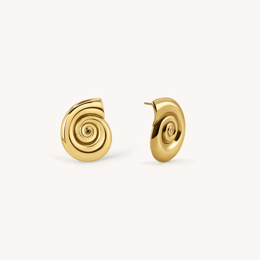 Spiral Gold Statement Earrings - 18k Gold Plated