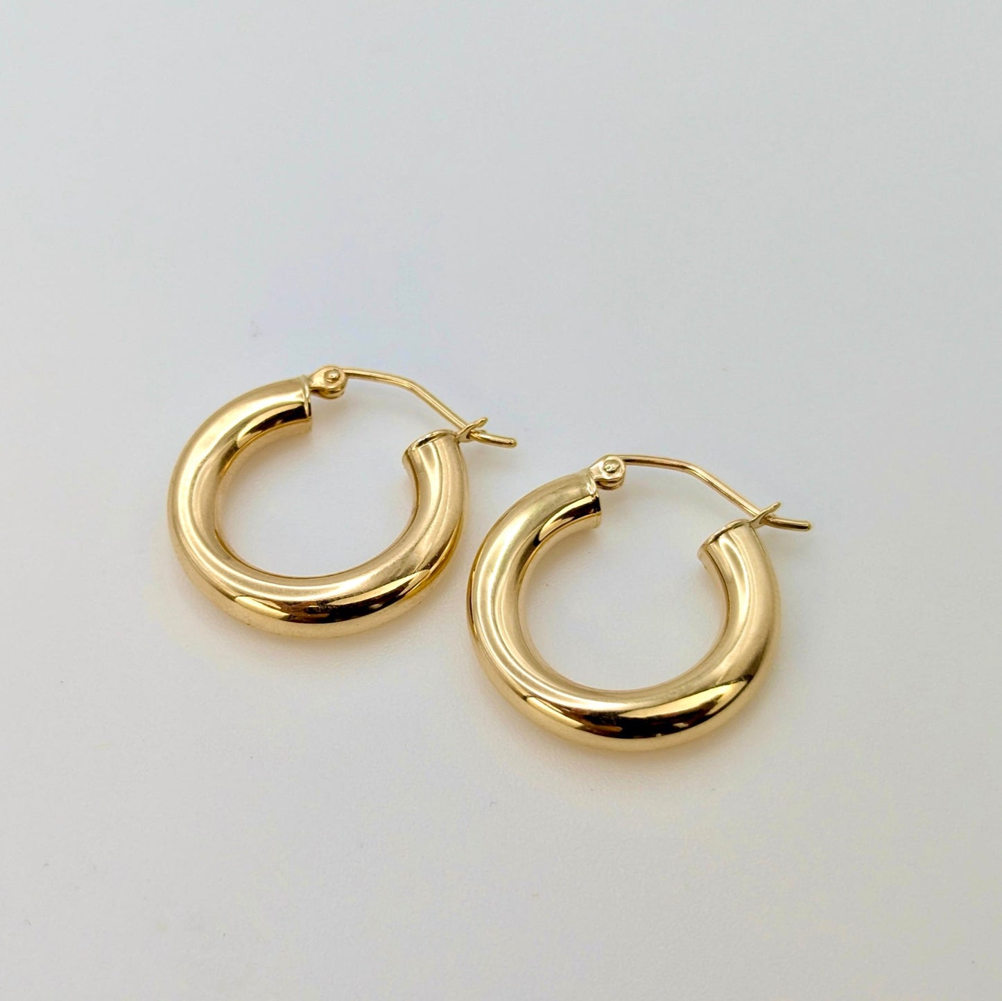 Tube Hoop Earrings - 14k Solid Gold