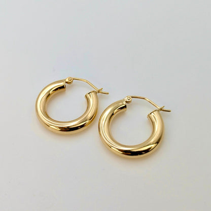 Tube Hoop Earrings - 14k Solid Gold