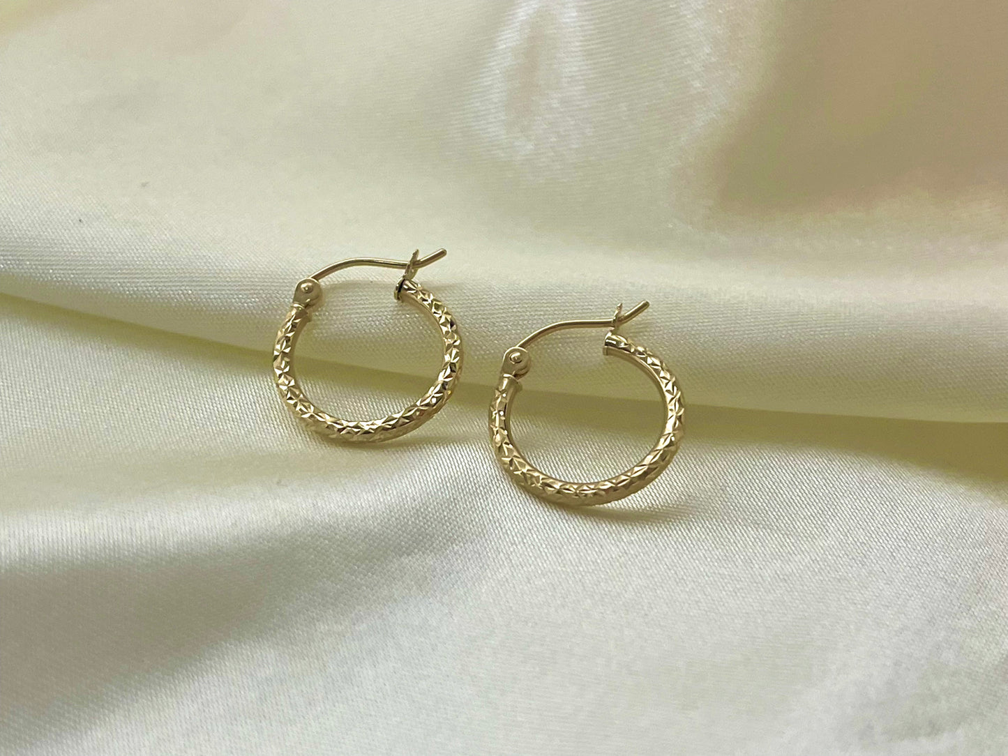 Diamond Cut Hoops - 14k Solid Gold