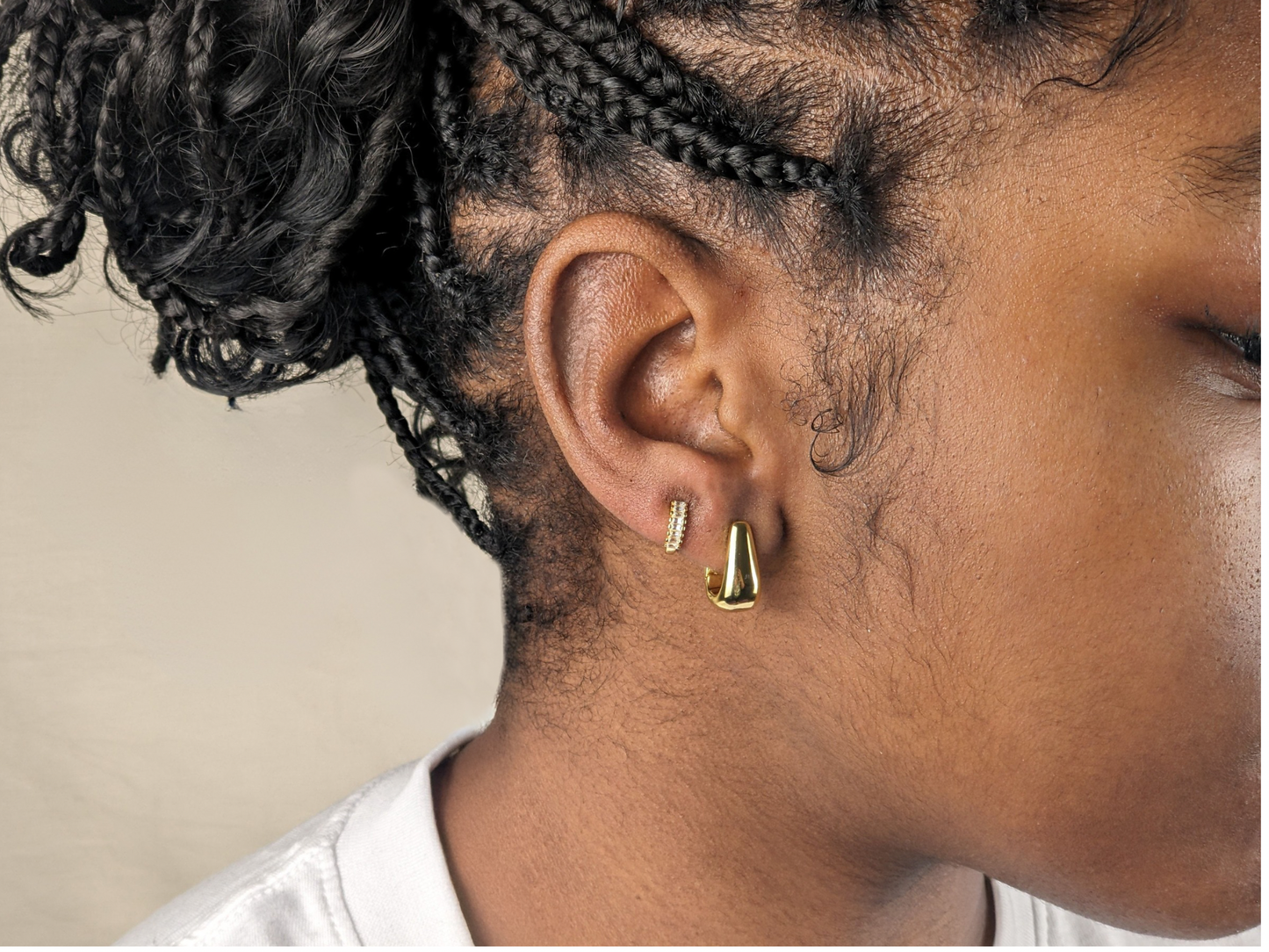 Teardrop Dome Huggie Hoop Earrings