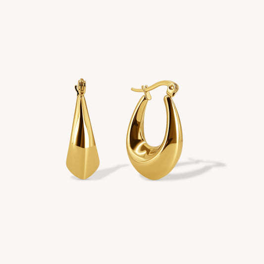 Thick Gold Filled Oval Hoop Earrings