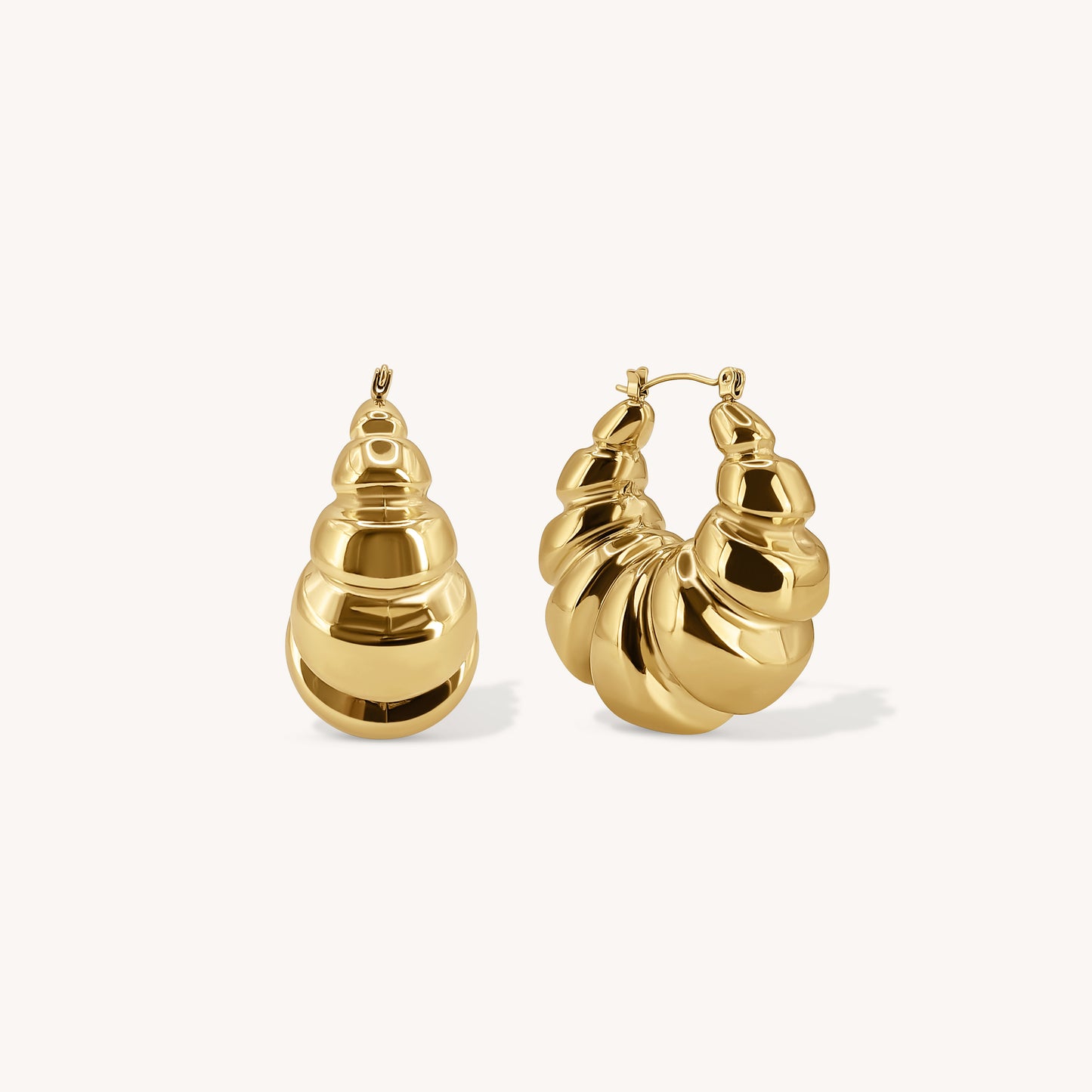 Gold Croissant Twist Statement Earrings