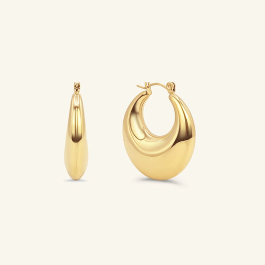 Chunky Hollow Hoop Earrings - 18k Gold Plated