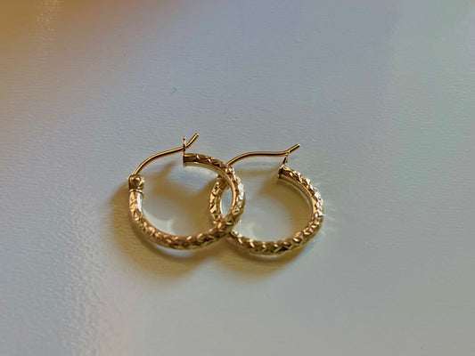 Diamond Cut Hoops - 14k Solid Gold