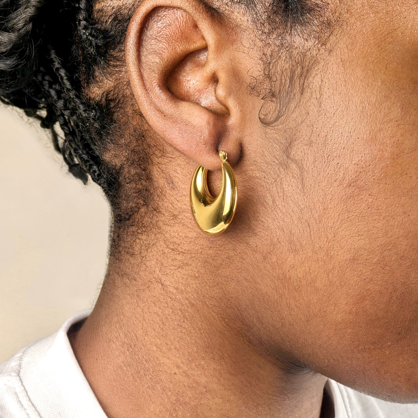 Chunky Hollow Hoop Earrings - 18k Gold Plated