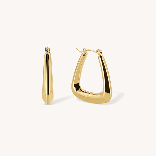 Gold Triangle Medium Hoop Earrings