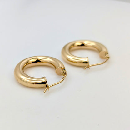 Tube Hoop Earrings - 14k Solid Gold