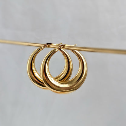 Gold Medium Hoop Earrings - 18k Gold Plated