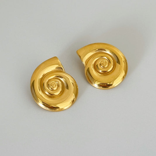 Spiral Gold Statement Earrings - 18k Gold Plated