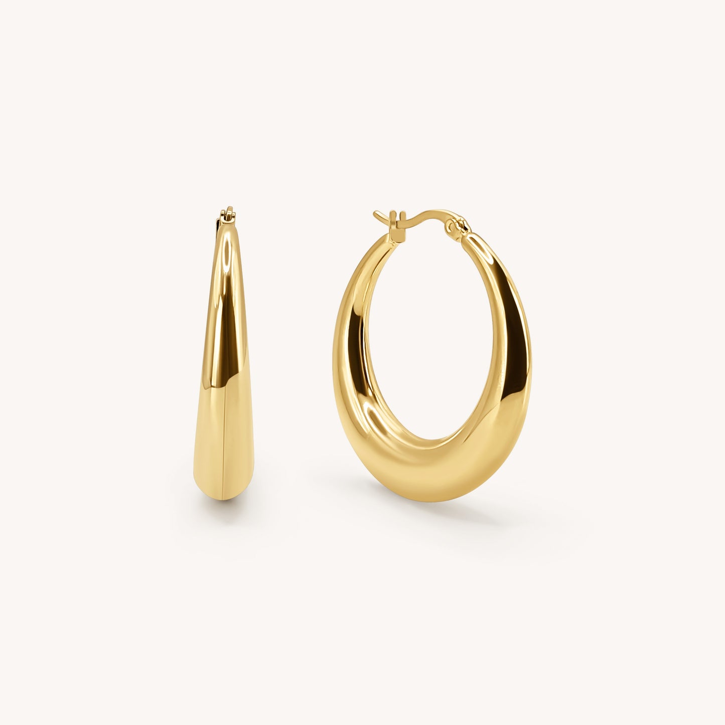 Gold Medium Hoop Earrings - 18k Gold Plated