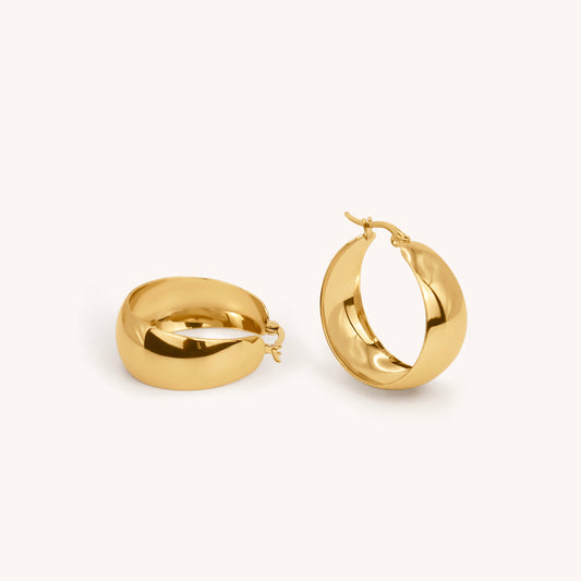 Medium Basic Hoop Earrings - 18k Gold Plated