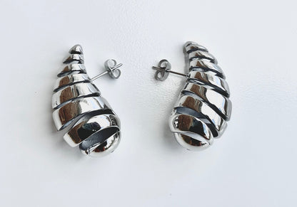 Dome Spiral Earrings - Silver