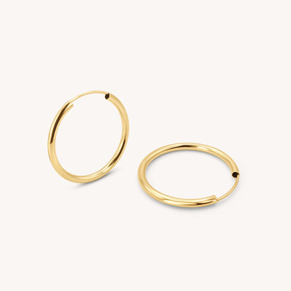 Thin Endless Hoops 14k Solid Gold