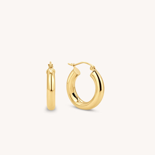 Tube Hoop Earrings - 14k Solid Gold