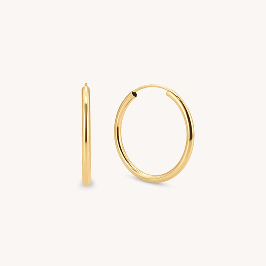 Thin Endless Hoops - 14k Solid Gold