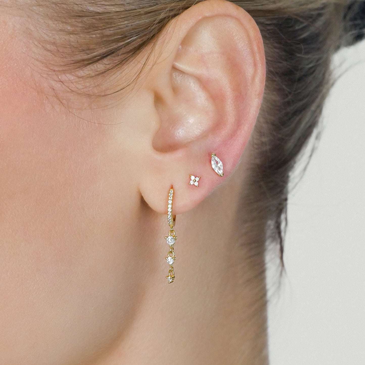 Marquise Diamond Stud Earrings - 18k Gold Vermeil