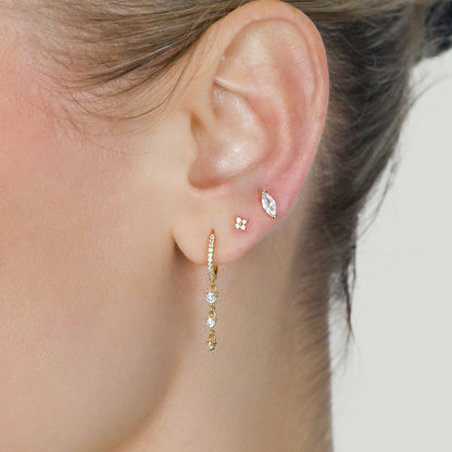 Marquise Diamond Stud Earrings - 18k Gold Vermeil