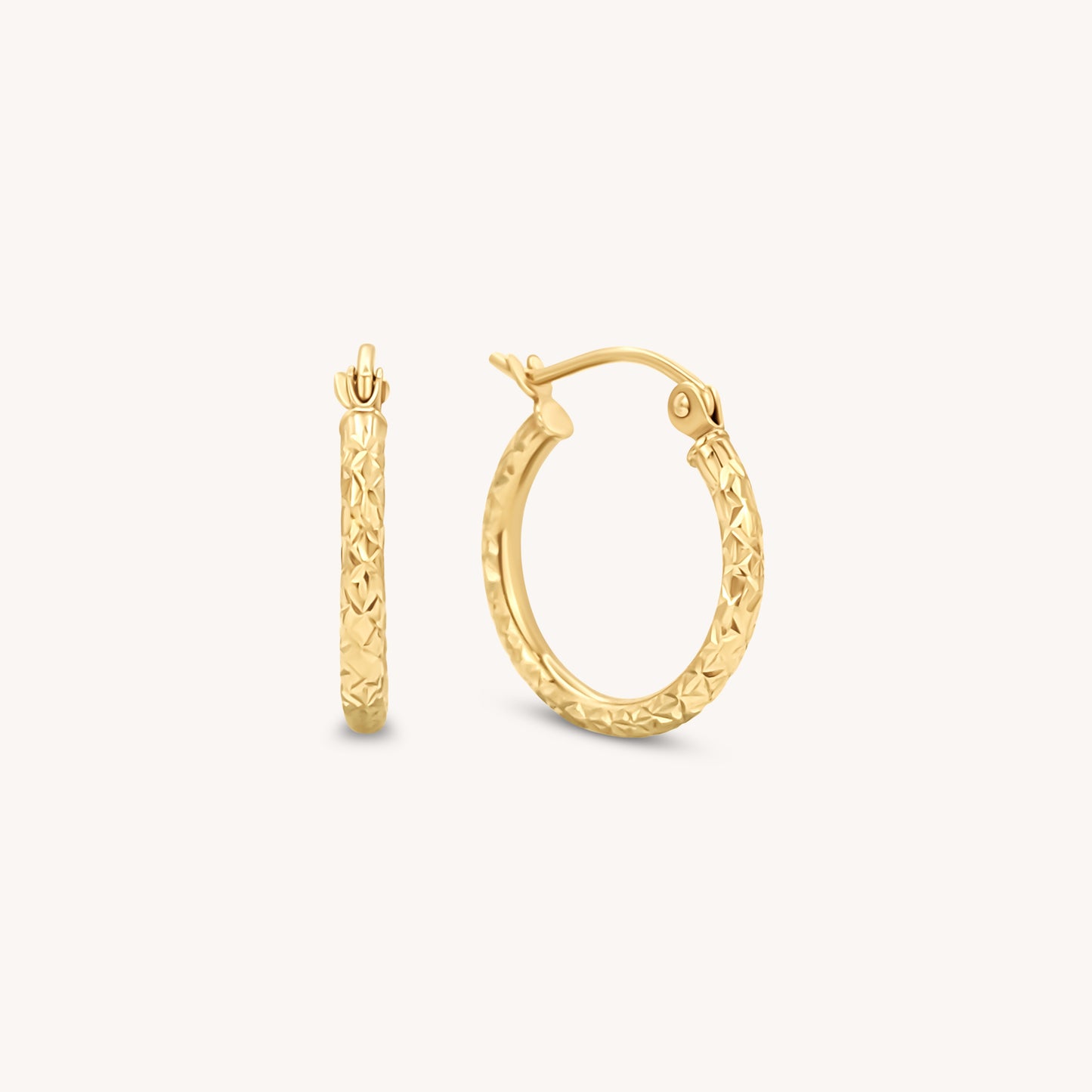 Diamond Cut Hoops - 14k Solid Gold