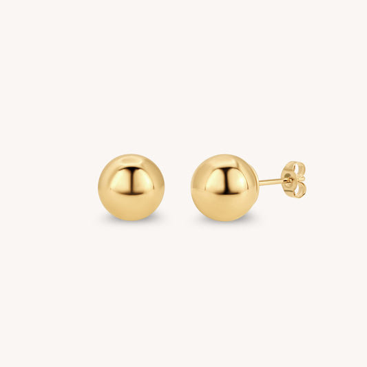 Large Ball Stud Earrings - 14k Solid Gold