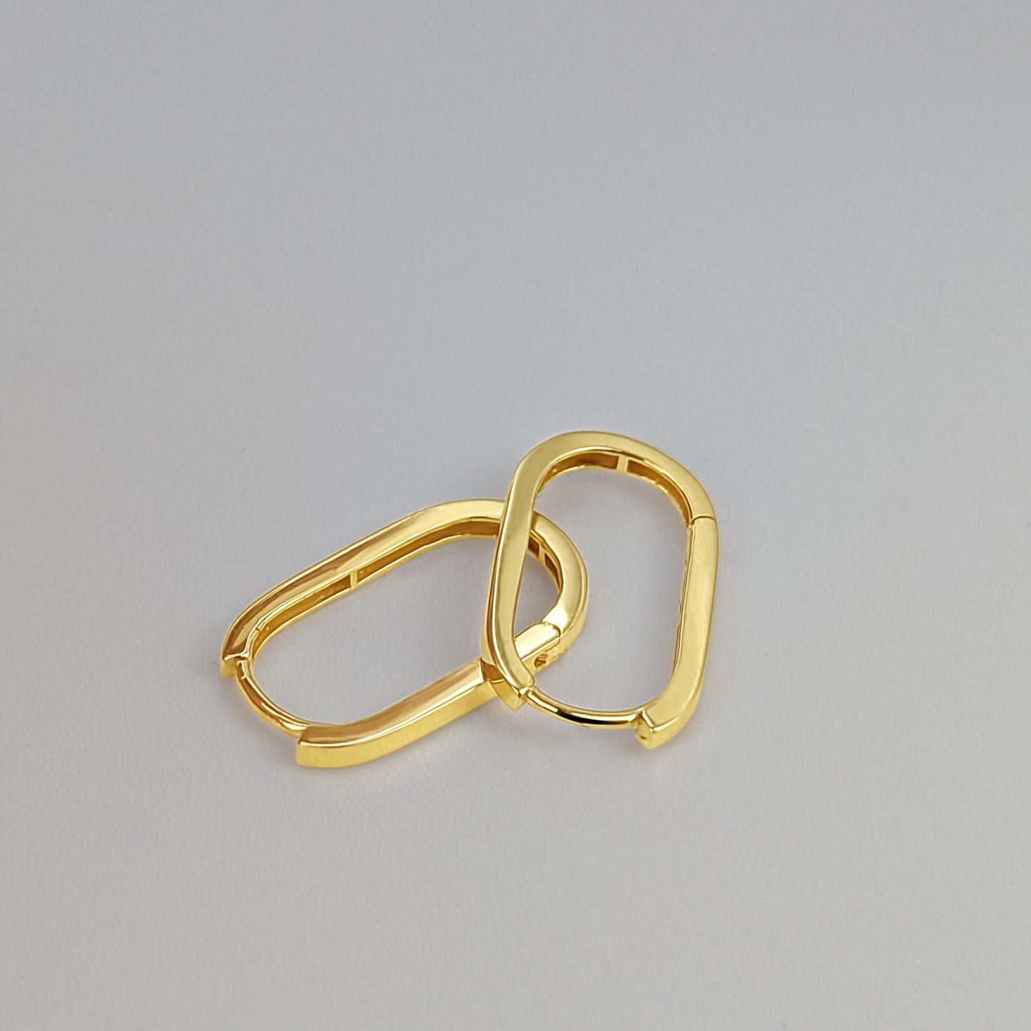 Oval Hoop Earrings - 14k Solid Gold