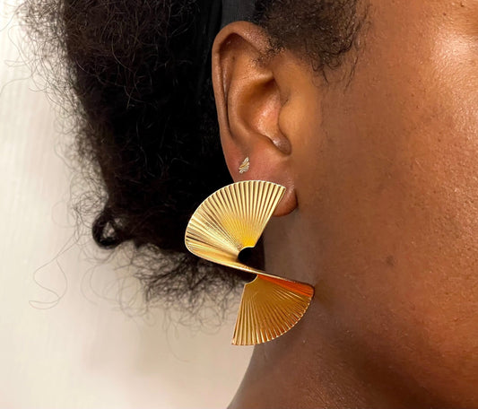 Spiral Abstract Fan Shaped Earrings