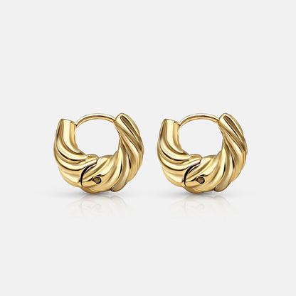Croissant Twist Hoop Huggies - 18k Gold Plated