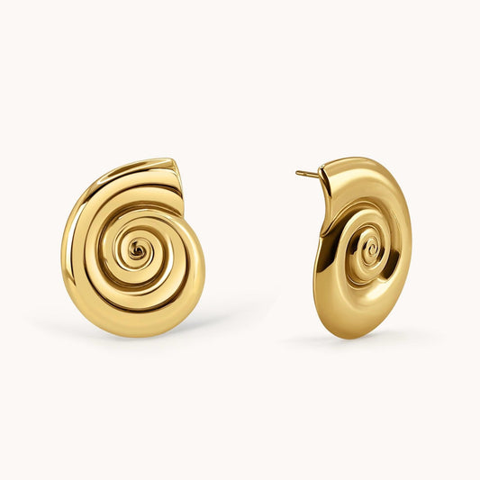 Spiral Gold Statement Earrings - 18k Gold Plated
