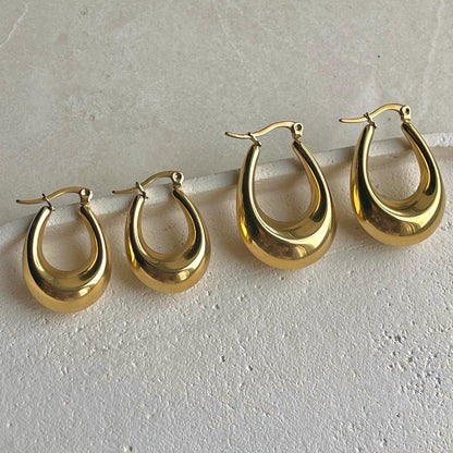 Thick Gold Filled Oval Hoop Earrings