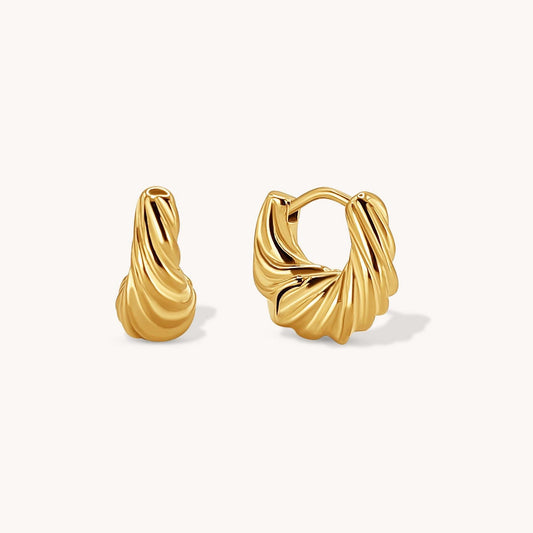 Croissant Twist Hoop Huggies - 18k Gold Plated