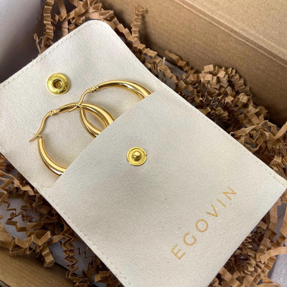 Gold Medium Hoop Earrings - 18K Gold Plated