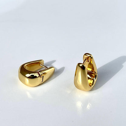 Teardrop Dome Hoop Earrings - 18k Gold Plated