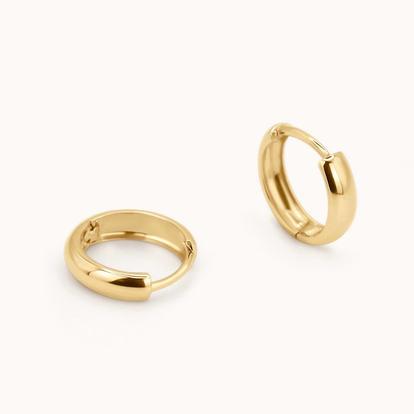 Bold Huggie Hoop Earrings - 14k Solid Gold