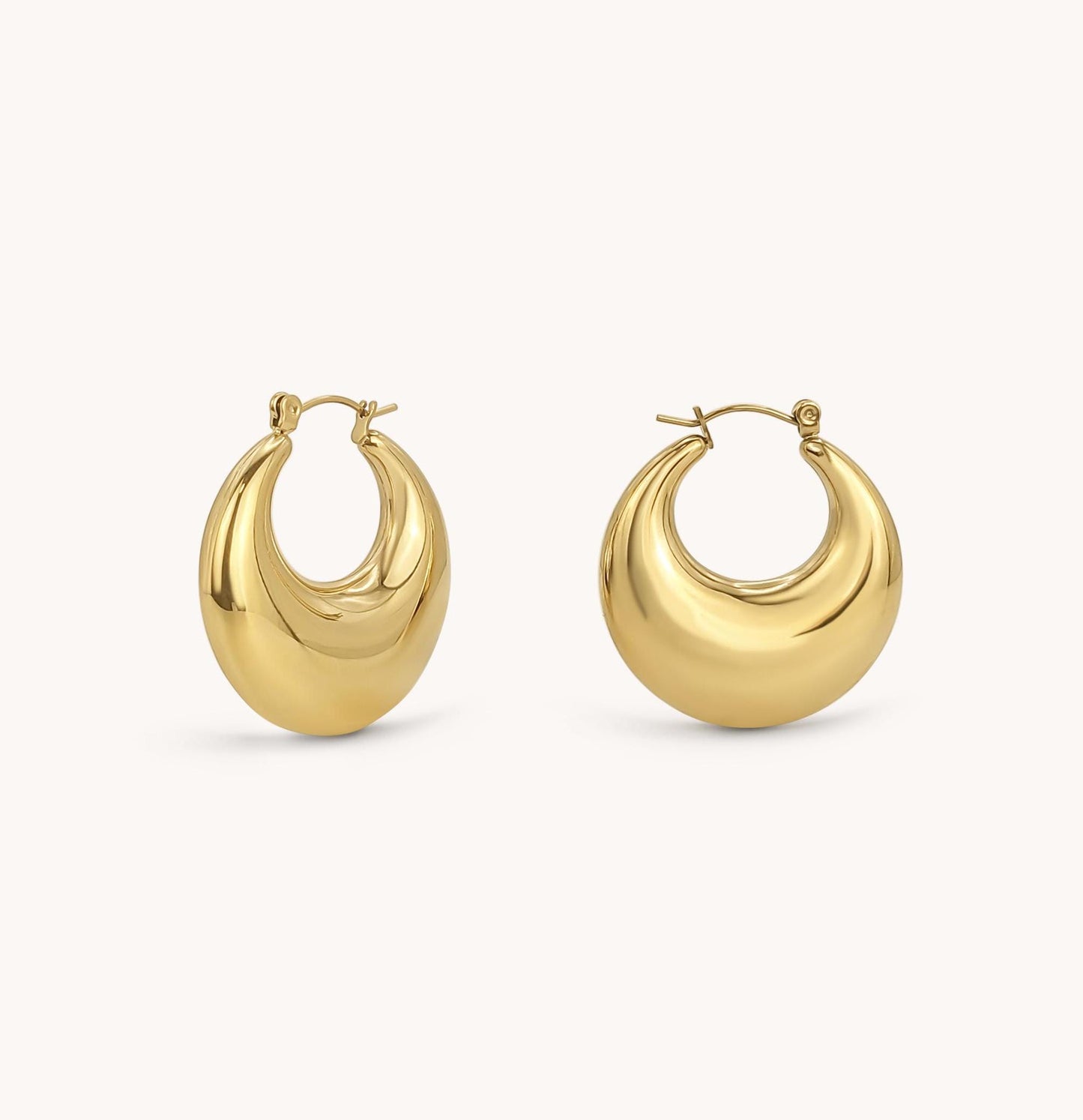 Chunky Hollow Hoop Earrings - 18k Gold Plated