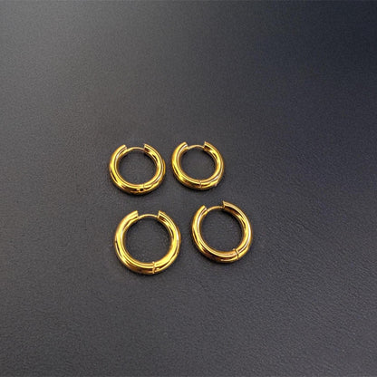 Thick Hoop Huggie Earrings - 18k Gold Plated